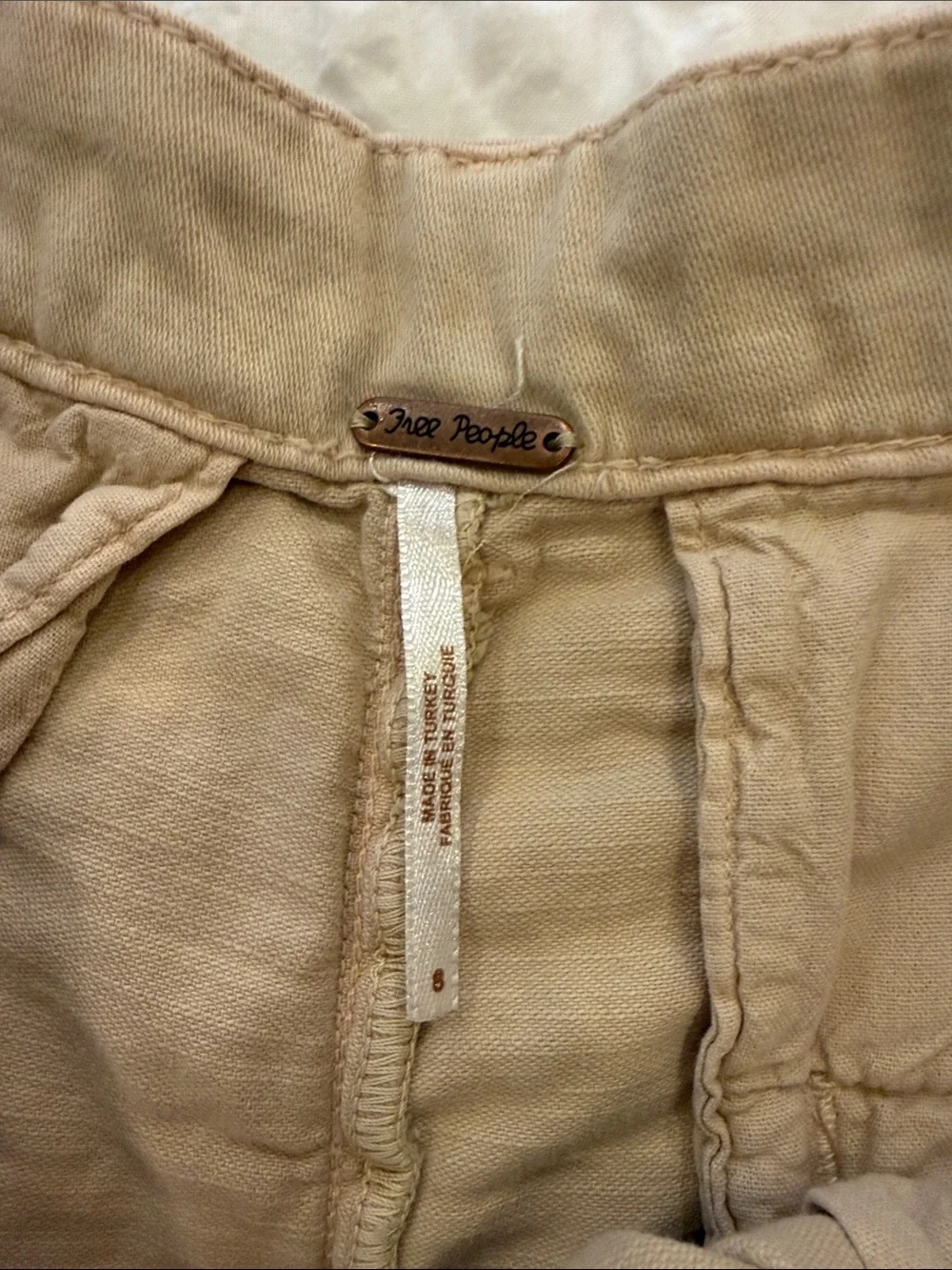 Free People Khaki Pleated High-Rise Women's Shorts 8